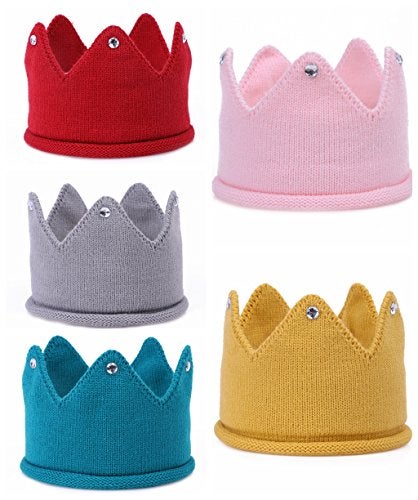 Patiky Baby Crown Hat Boys Girls Knit Headband Birthday Party Warm Crochet Beanie for Toddler Child PTK20 (Yellow) - Image 3