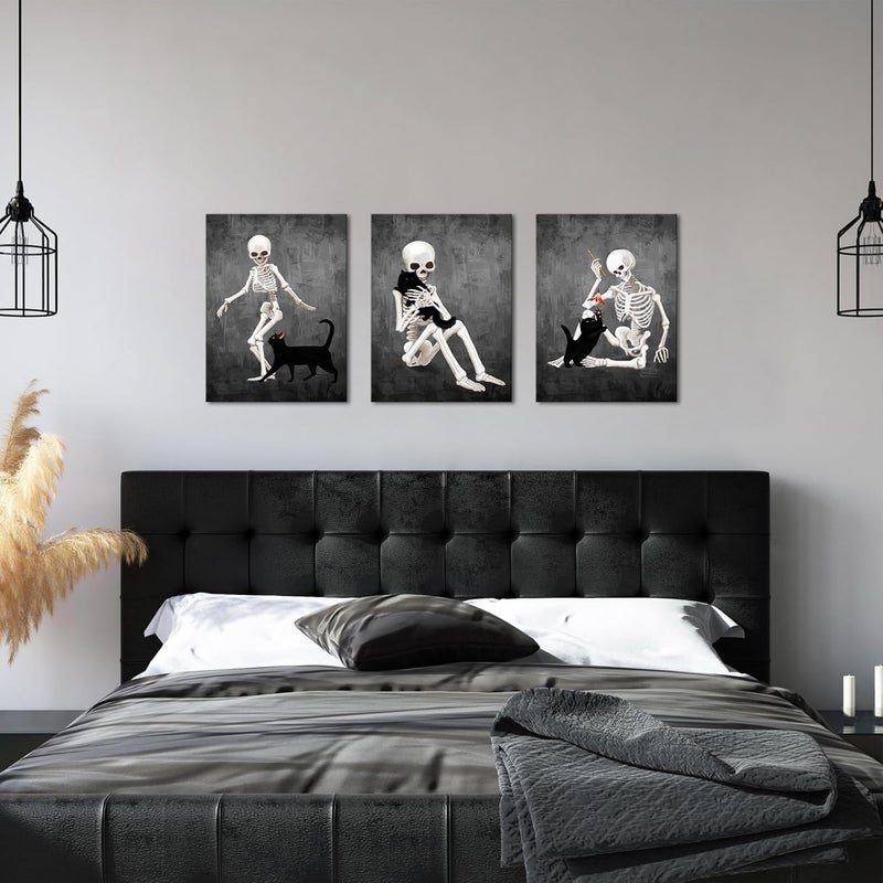 Kalormore Black and White Skeleton Canvas Wall Art - Image 4