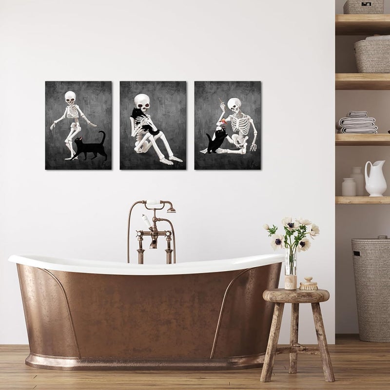 Kalormore Black and White Skeleton Canvas Wall Art - Image 5