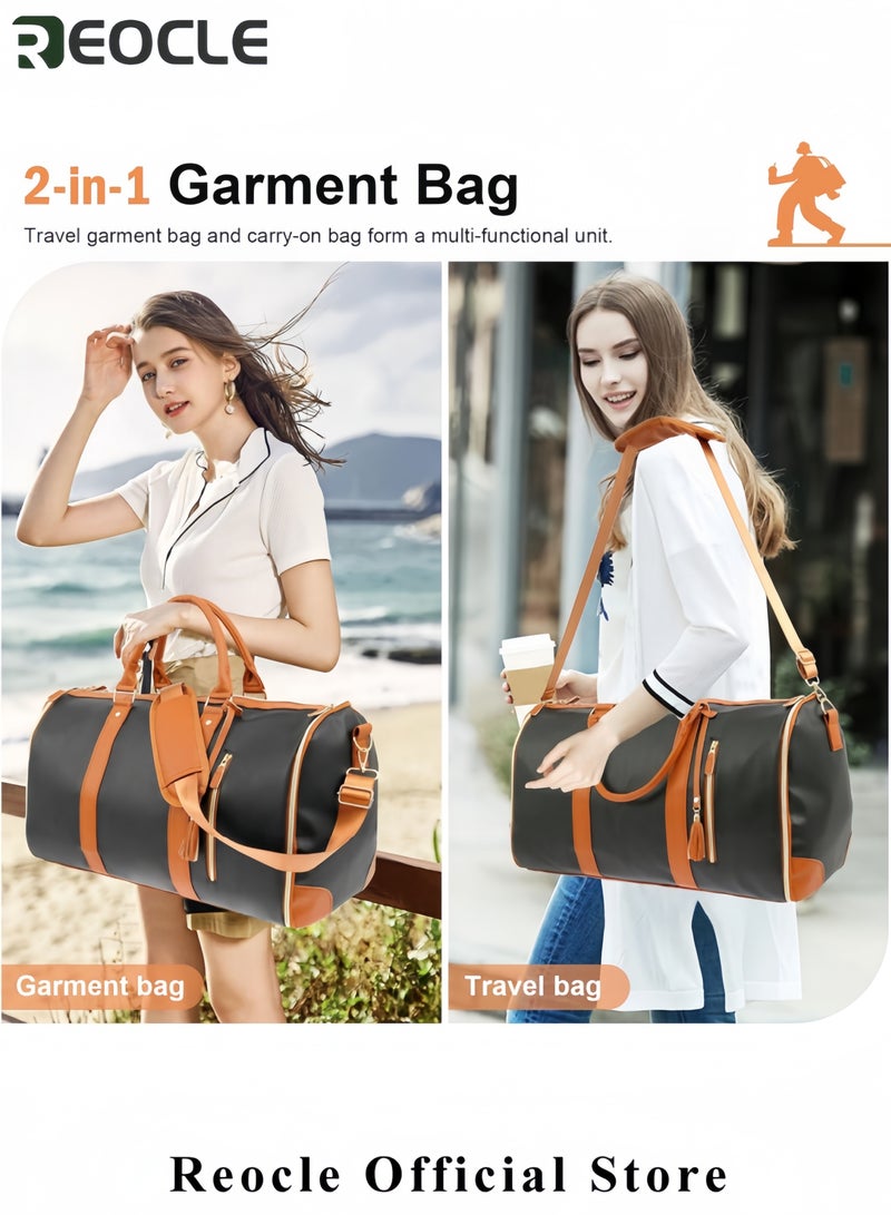REOCLE Foldable Travel Bag 2 in 1 Travel Garment Bag Waterproof Foldy Bag for Travel Carry on Garment Duffle Bag Duffel Weekender Bag - Image 2