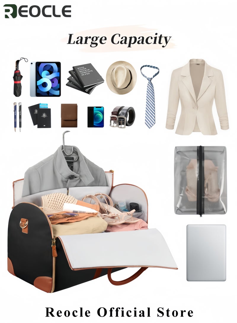 REOCLE Foldable Travel Bag 2 in 1 Travel Garment Bag Waterproof Foldy Bag for Travel Carry on Garment Duffle Bag Duffel Weekender Bag - Image 3