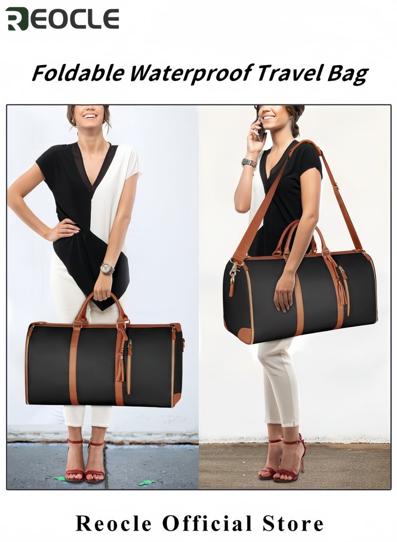 REOCLE Foldable Travel Bag 2 in 1 Travel Garment Bag Waterproof Foldy Bag for Travel Carry on Garment Duffle Bag Duffel Weekender Bag - Image 4