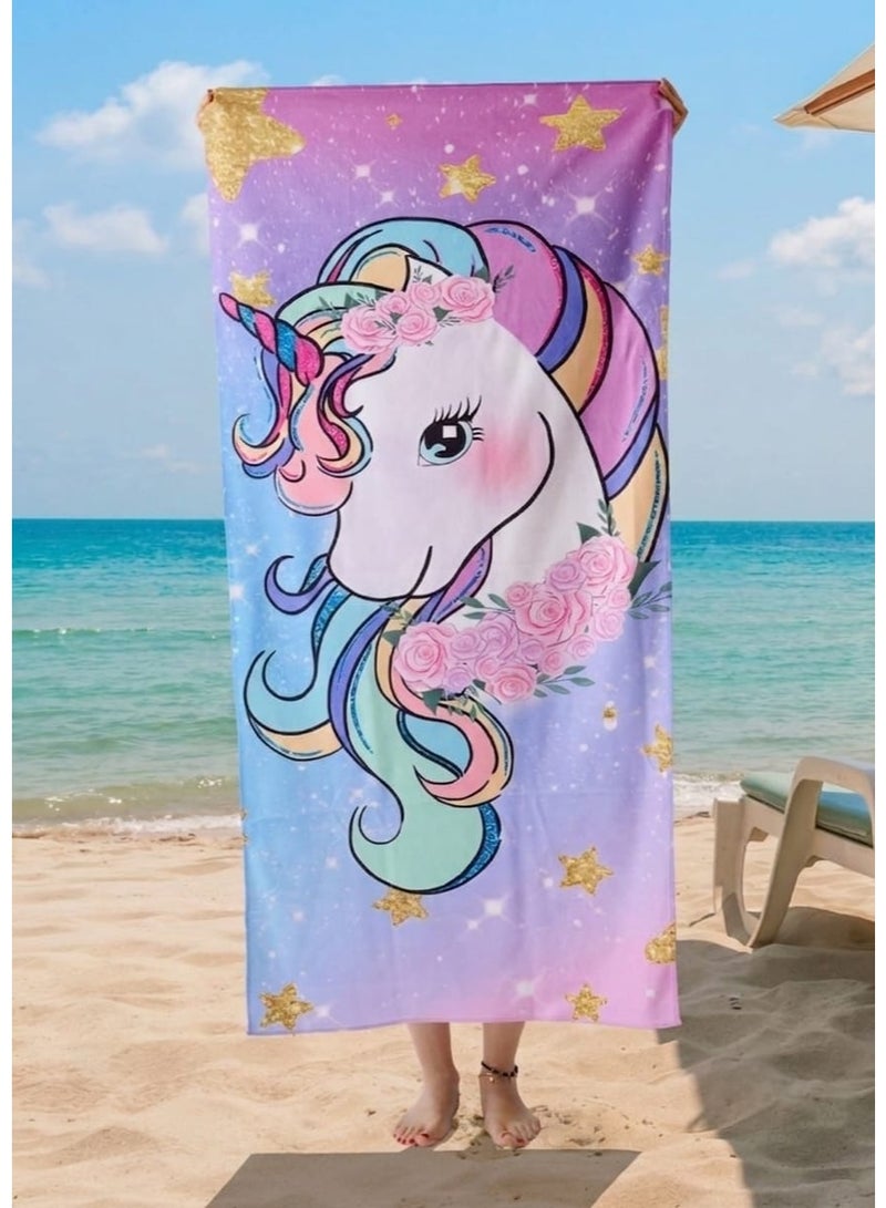 Large Beach Towel (140*70cm) Absorption Material, Various Designs (Unicorn 2)