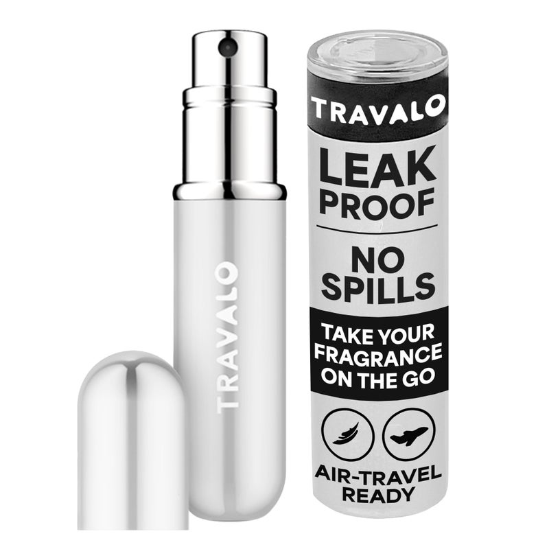 Travalo Classic HD Perfume Atomizer  LeakProof and TSA Approved for Air Travel  Reusable Airtight EasyFill Mini Pump Sprayer  Lightweight Elegant Design w Volume Window  Silver 017oz