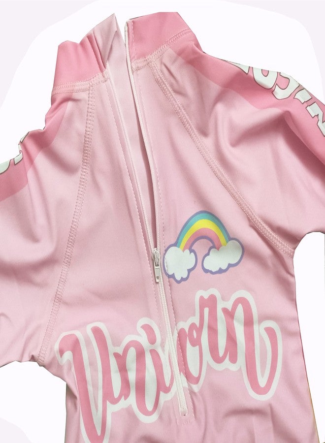 Kriva Girl's Polyester Unicorn Print One Piece Swimsuit (Unicorn_Pink_M) - Image 5
