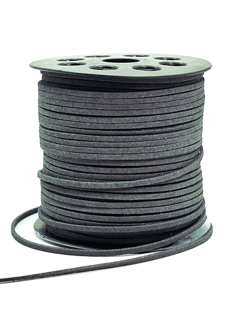 2.6mm Dark Grey Suede Cord, 100 Yards Flat Faux Leather Cord for Necklaces, Bracelets, Jewelry Making, Beading and DIY Crafts - Image 1