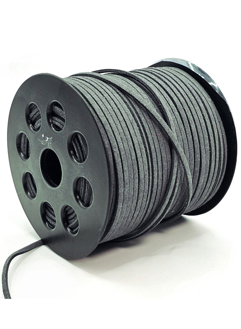 2.6mm Dark Grey Suede Cord, 100 Yards Flat Faux Leather Cord for Necklaces, Bracelets, Jewelry Making, Beading and DIY Crafts - Image 2