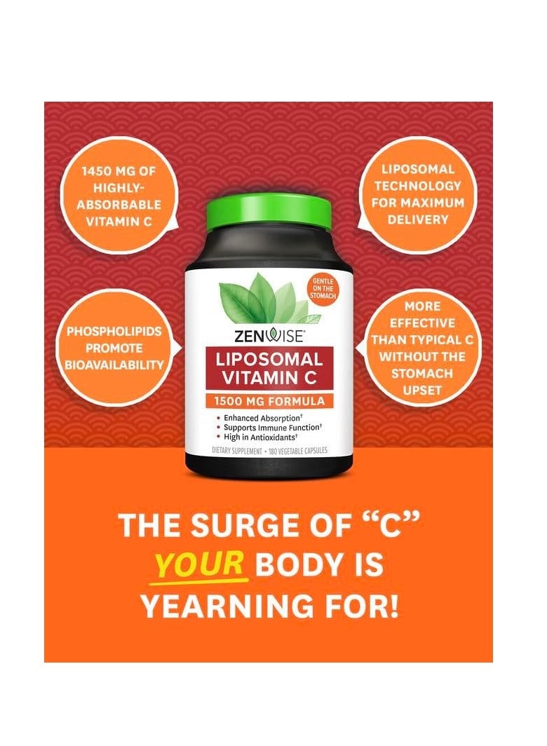 Zenwise Health Liposomal vitamin C 1500mg 180Caps  - Image 2
