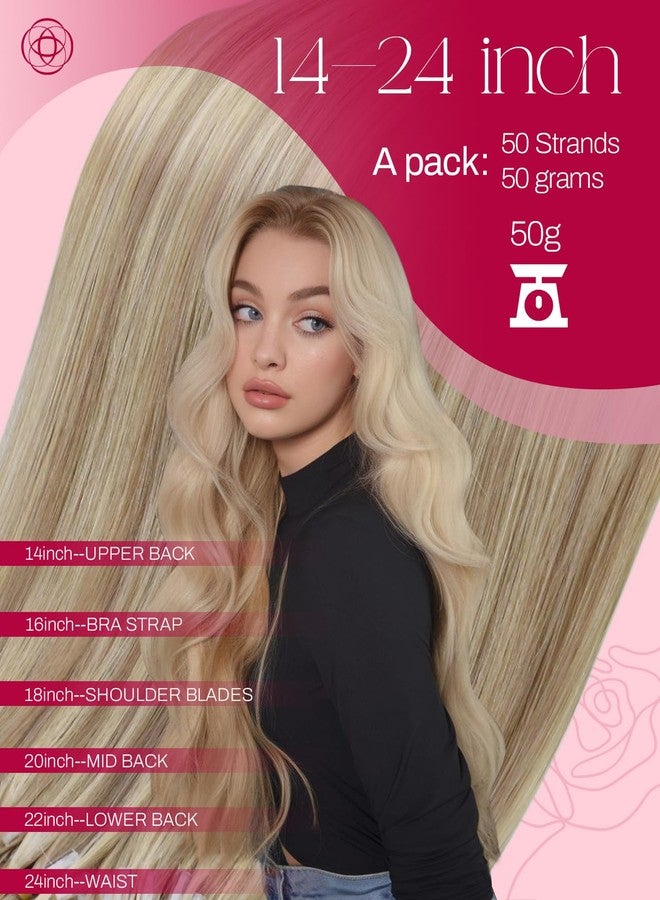 Moresoo Micro Link Hair Extensions Human Hair Dark Blonde and Ash Blonde Highlight Micro Beads Hair Extensions Real Human Hair for Wedding 57g - Image 3