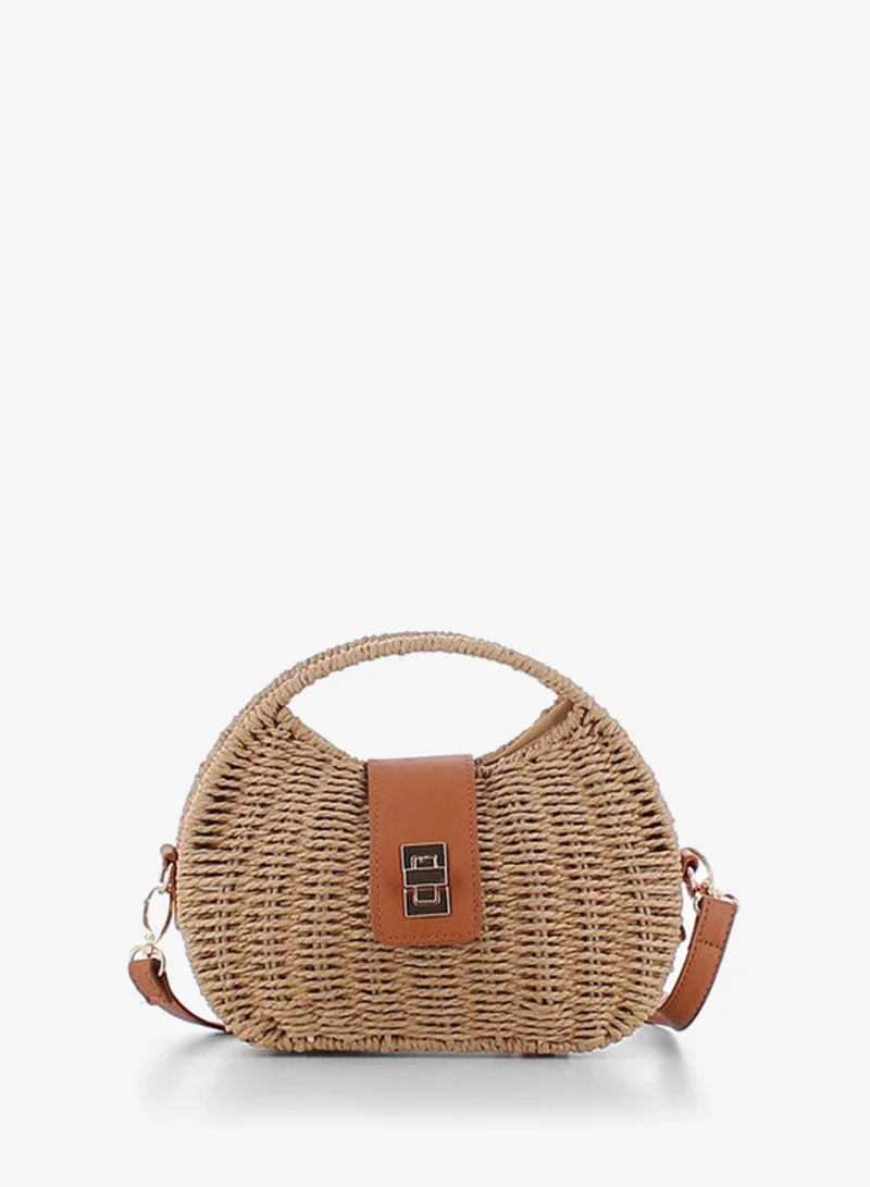 Marina Galanti Women's Bottidda Straw-Effect Shoulder Bag - Camel
