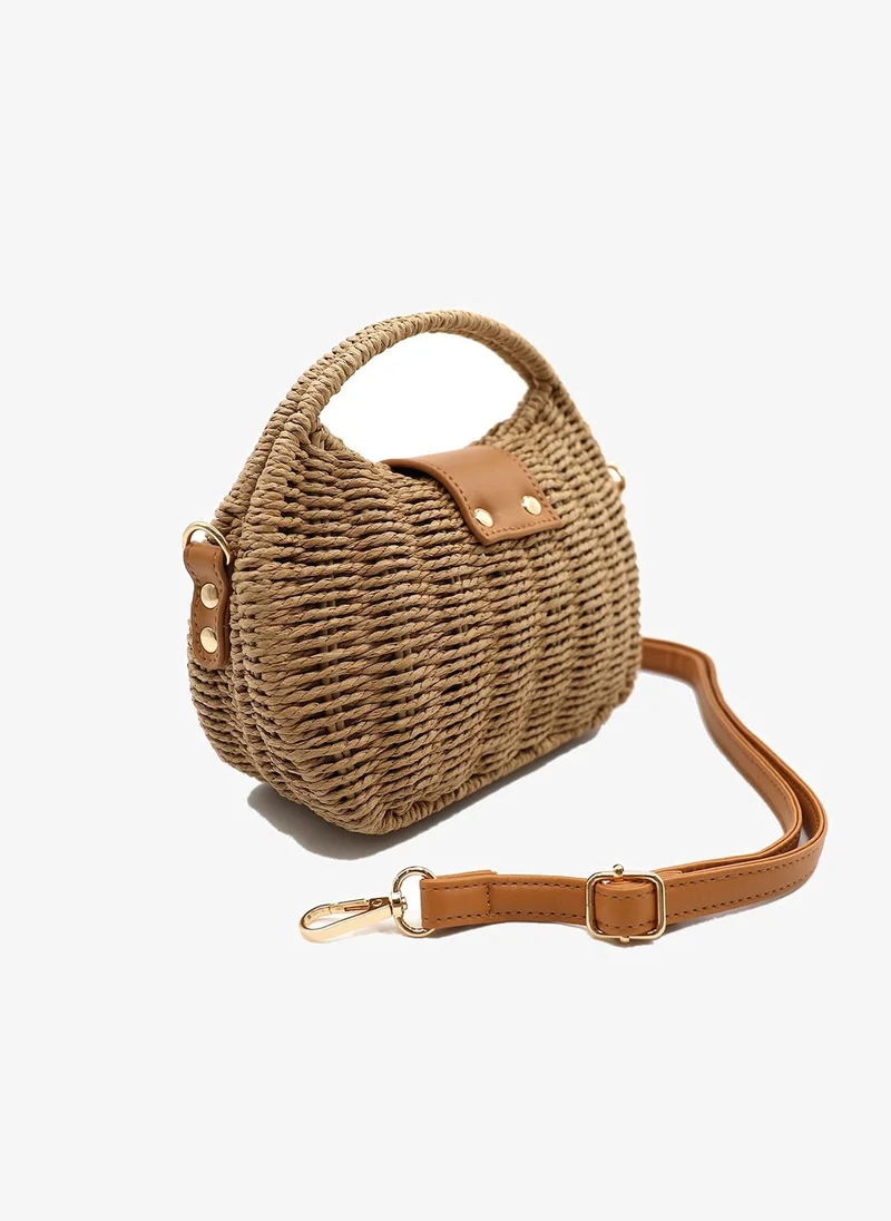 Marina Galanti Marina Galanti Women's Bottidda Straw-Effect Shoulder Bag - Camel