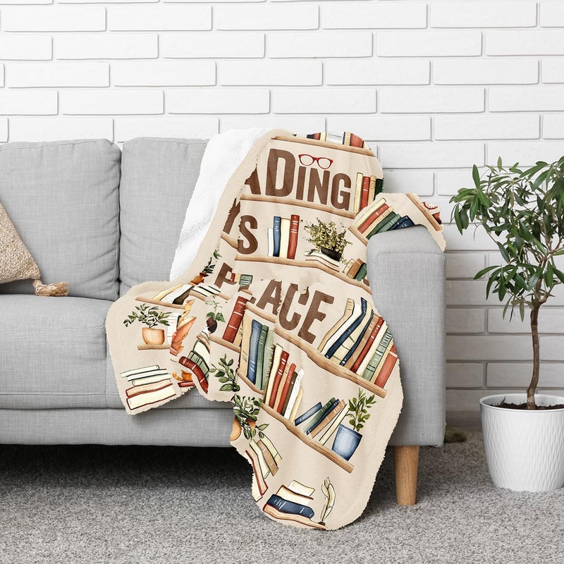 CUJUYO Book Lover Gifts for Women Men Blanket 50""x40"" - Librarian Gifts Throw - Book Club Gifts for Reading Lovers Bookish - Literary Gift Ideas - Best Bookworm Gifts for Birthday Christmas Graduation - Image 3