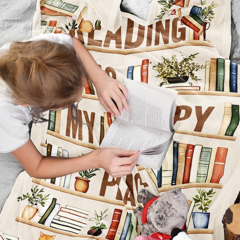 CUJUYO Book Lover Gifts for Women Men Blanket 50""x40"" - Librarian Gifts Throw - Book Club Gifts for Reading Lovers Bookish - Literary Gift Ideas - Best Bookworm Gifts for Birthday Christmas Graduation - Image 5