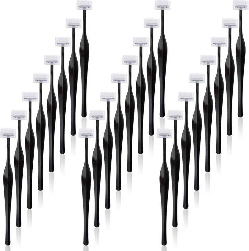 ANCIRS 24 Pack Eyebrow Trimmer Razors for Women Makeup Facial T Shape Shaver Tool for Eye Brow Stainless Steel Eyebrow Trimming Kit for Girls  Black