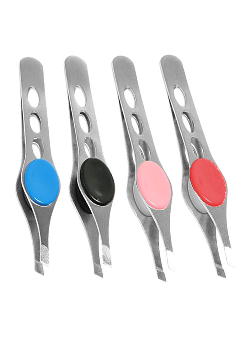 ملقاط حواجب معدني احترافي – متعددة الألوان - رأس مائل دقيق لإزالة الشعر بسهولة – تصميم مانع للانزلاق ومقبض مريح قطعة واحدة - Image 1