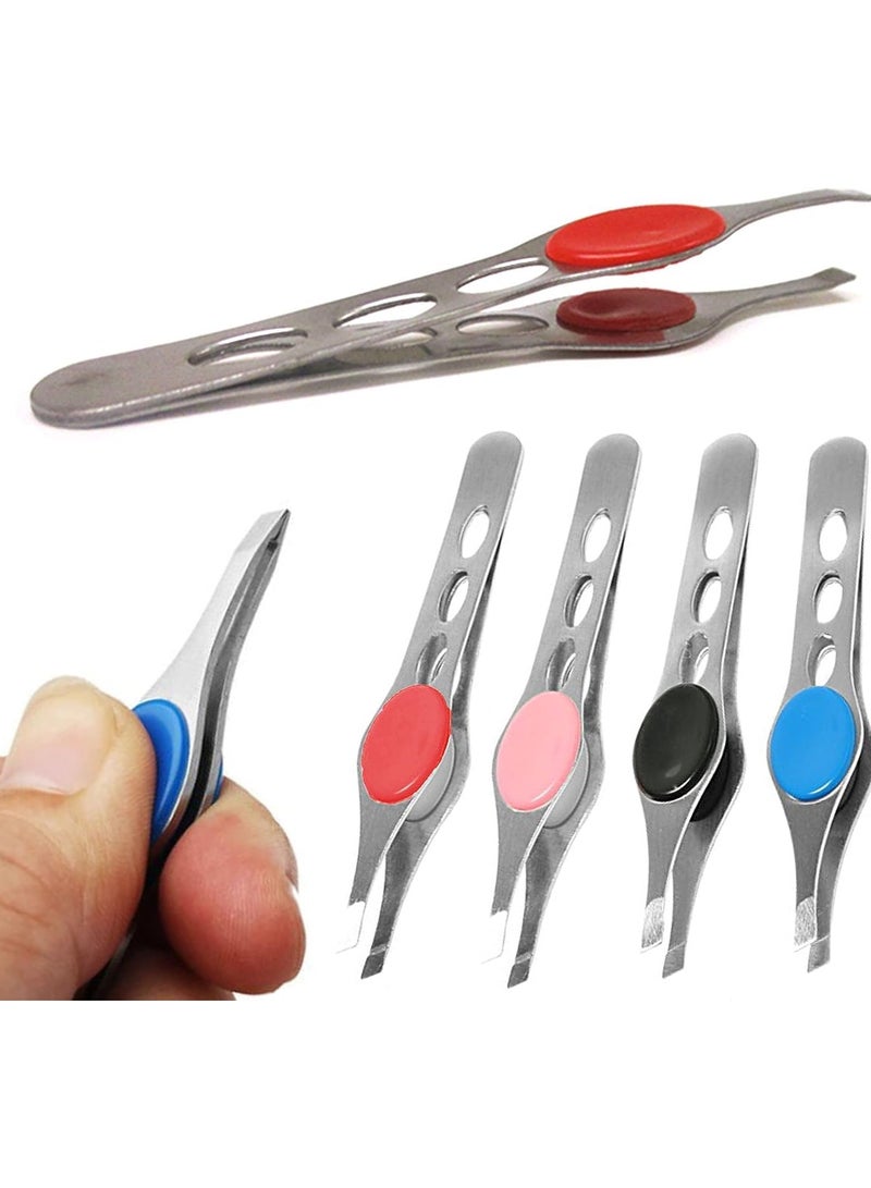 ملقاط حواجب معدني احترافي – متعددة الألوان - رأس مائل دقيق لإزالة الشعر بسهولة – تصميم مانع للانزلاق ومقبض مريح قطعة واحدة - Image 2