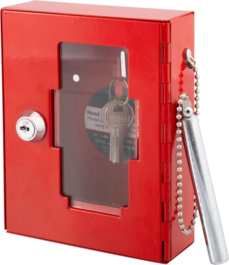 Sterling EB01 Emergency Key Box, with Brak Glass Hammer,Red,120mm x 150mm x 40mm - Image 1