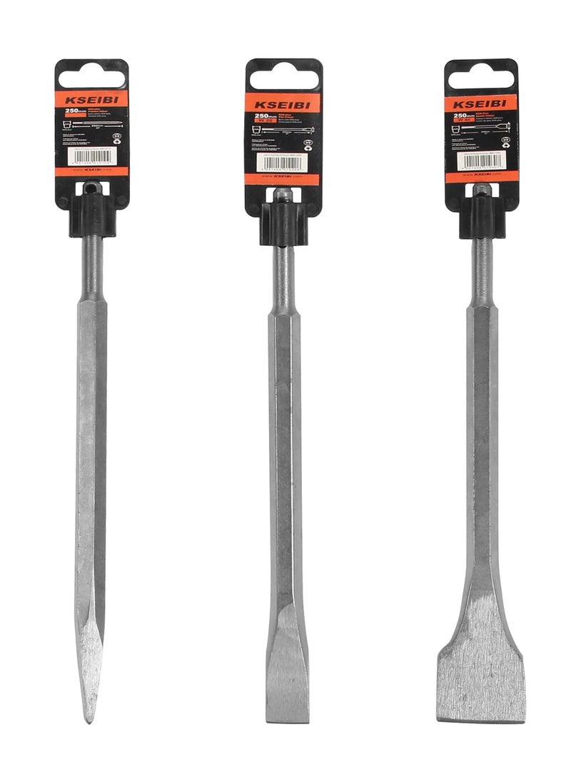 SDS-Plus Spade Chisels with Size 40x250mm, High Quality Steel Chisel, Wide Chisel - SDS Chisel Bits for Hammer Drills – Tile Removal for Construction, Demolition, Tile, Concrete, Brick, Stone Work.