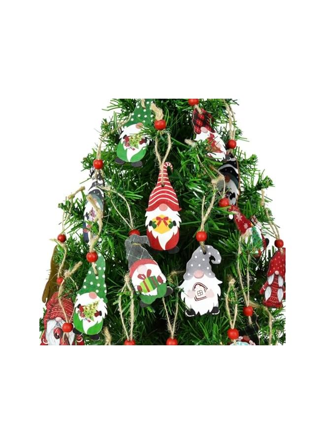The Bros Christmas Decoration 9 pcs Christmas Wooden Ornaments Set for Christmas Tree Hanging Decoration, Gnome Hanging Ornaments Elf Paintable Christmas Ornaments. Christmas gift - Image 4