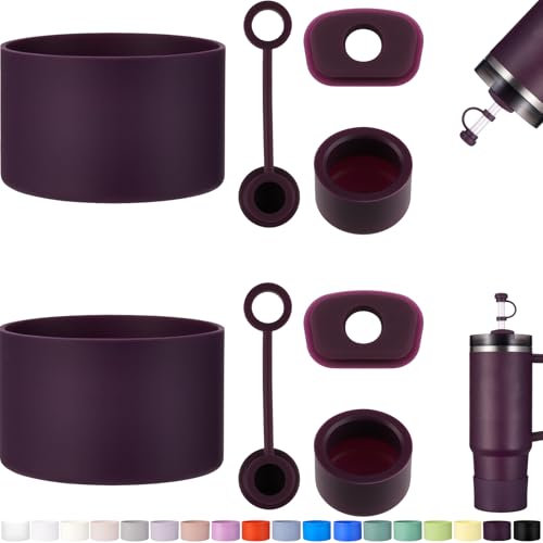 HYZ 8 Piece Accessories for Stanley Cup, Silicone Spill Proof Stopper Set and Protective Boot Including Straw Cover Cap for Stanley H2.0 20oz 30oz 40oz Tumbler, Plum - Image 1