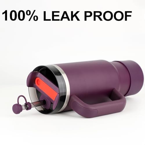 HYZ 8 Piece Accessories for Stanley Cup, Silicone Spill Proof Stopper Set and Protective Boot Including Straw Cover Cap for Stanley H2.0 20oz 30oz 40oz Tumbler, Plum - Image 3