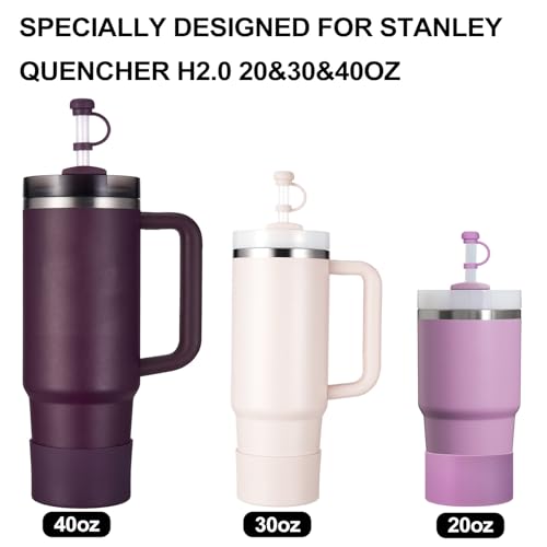 HYZ 8 Piece Accessories for Stanley Cup, Silicone Spill Proof Stopper Set and Protective Boot Including Straw Cover Cap for Stanley H2.0 20oz 30oz 40oz Tumbler, Plum - Image 4
