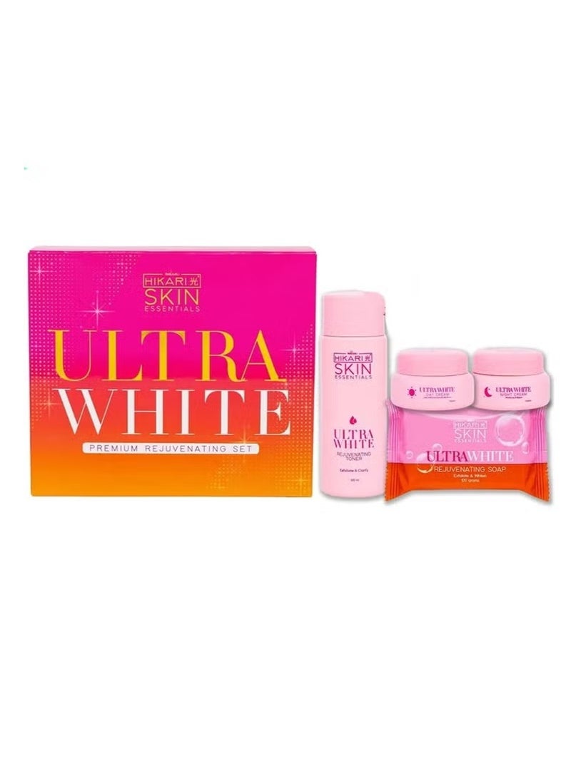 Hikari Ultra White Premium Rejuvenating Set | Complete Skin Care Kit with Soap, Toner, Day Cream & Night Cream for Glowing Skin - Image 1