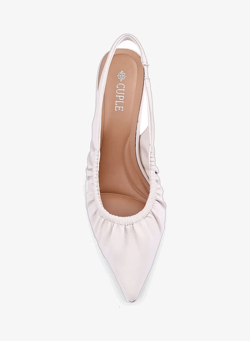 Cuple Beige Womens slingback pointed toe heeled shoes for Women | Best Price UAE