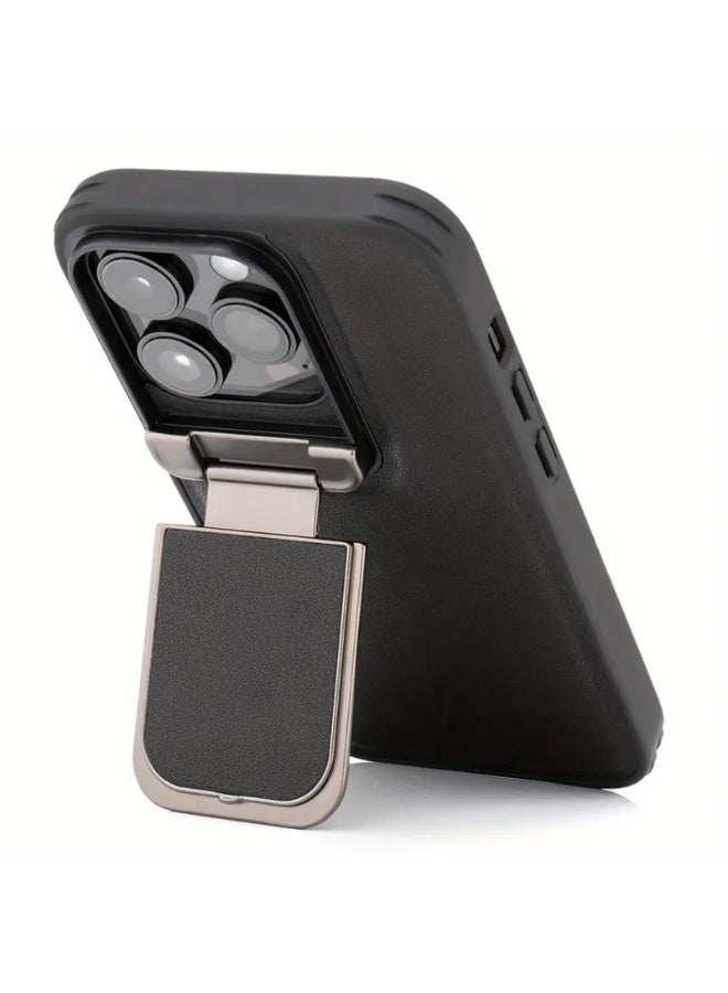 Temu Luxury Business Case with Built-in Stand Protects Camera from Shocks and Scratches Stylish Multifunctional Phone Cover Compatible with iPhone 14 Pro - Image 2