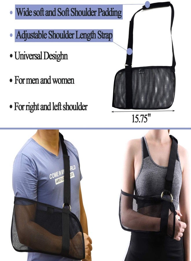YAVOUN Breathable Mesh Arm Sling for Shower - Adjustable, Slings for Arm Torn Rotator Cuff Injury, Shower Sling for Shoulder, Elbow, Wrist, Sling Forearm - Right Left Arm for Men Women(Black) - Image 2