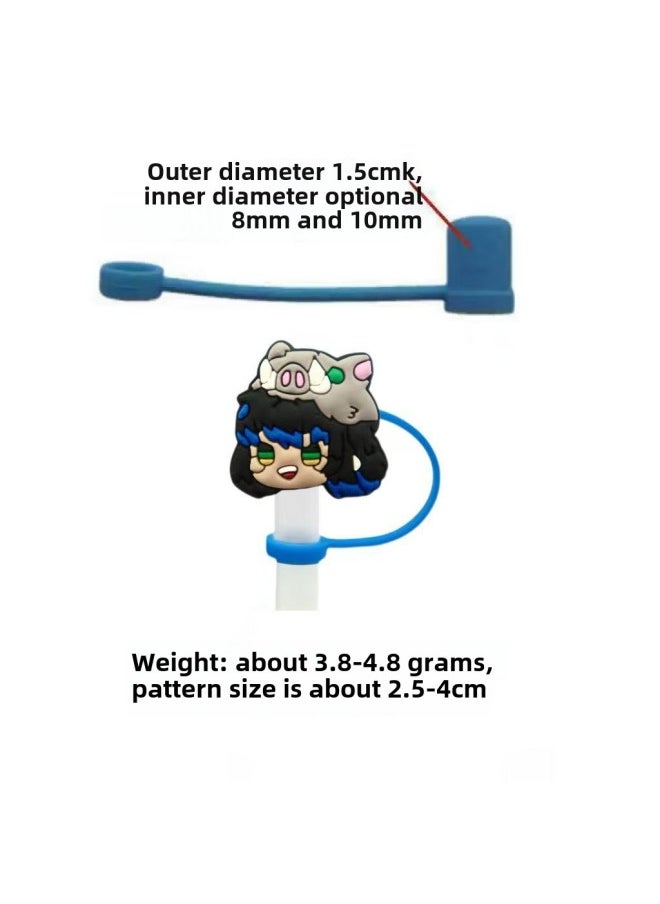 Generic - Cartoon Diffuse Silicone Straw Cap Dust-proof Straw Plug 10MM Silicone Straw Sleeve-Color:3-Specifications:10mm - Image 1