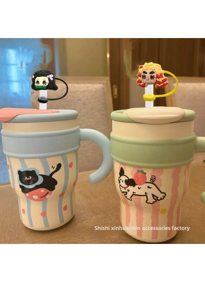 Generic - Cartoon Diffuse Silicone Straw Cap Dust-proof Straw Plug 10MM Silicone Straw Sleeve-Color:3-Specifications:10mm - Image 1