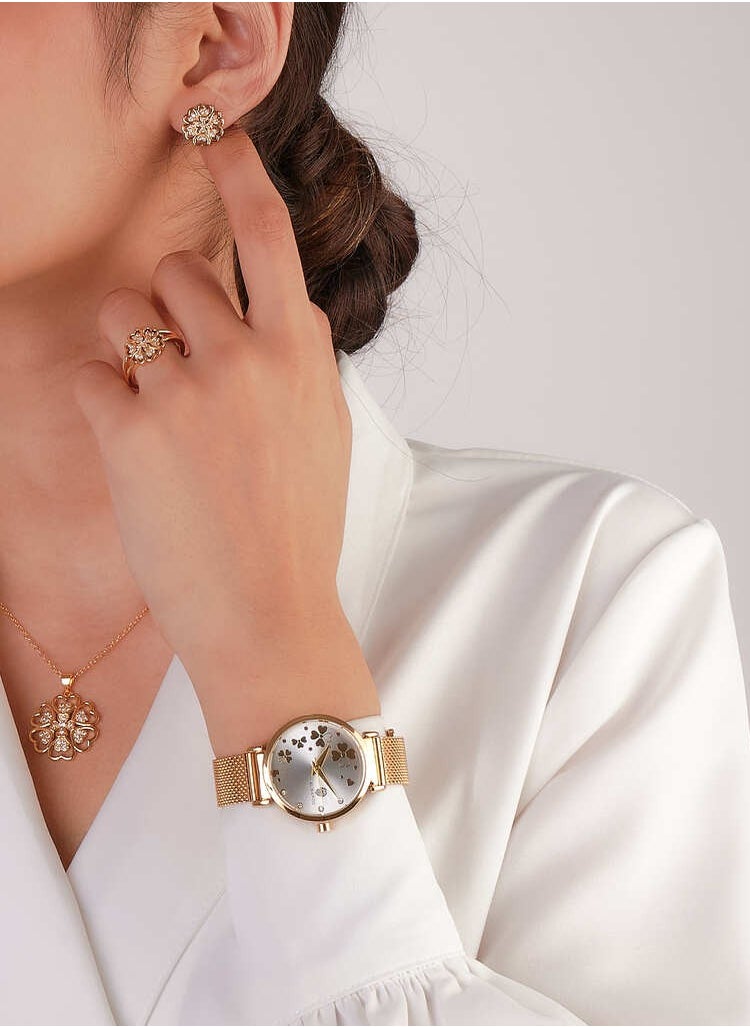 ALBAROO - A set of watch, pendant and earrings in the shape of a rose - Image 1