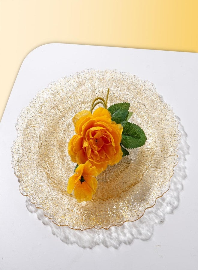 U-QE 60PCS Gold Plates for Party - Gold Plastic Plates Disposable&Reusable - Gold Glitter Heavy Duty Plastic Plates for Party&Wedding Including 30 Dinner Plates 10" & 30 Dessert Plates 7" - Image 3