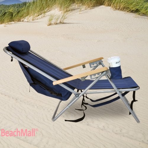 Rio Brands Rio Beach Original 4-Position Steel Backpack Chair with Pillow, Hands-Free Beach Chair Backpack for Adults, Navy - Image 5