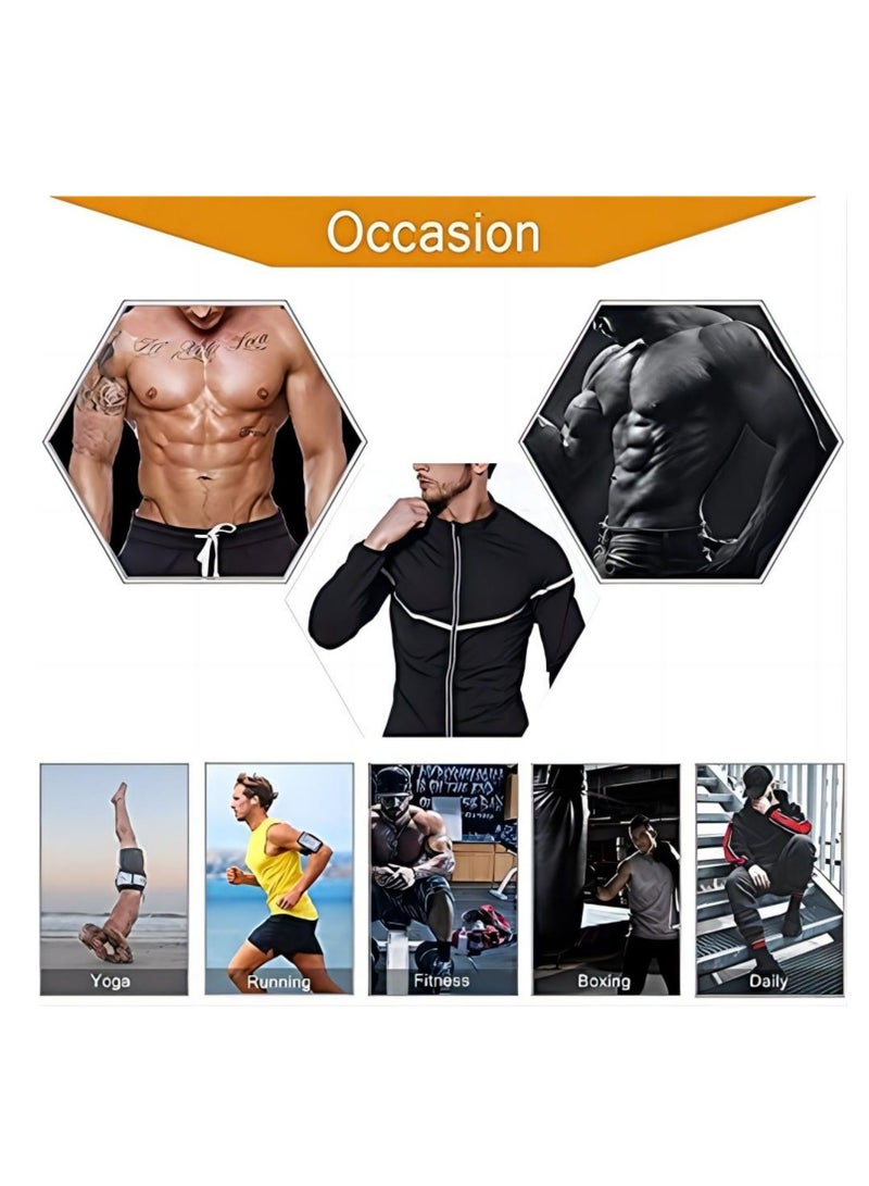 SYOSI بدلة ساونا للرجال - قميص بأكمام طويلة وسترة للتمرين وتشكيل الجسم وسحاب علوي ومدرب للياقة البدنية والتخسيس مقاس XL - Image 2