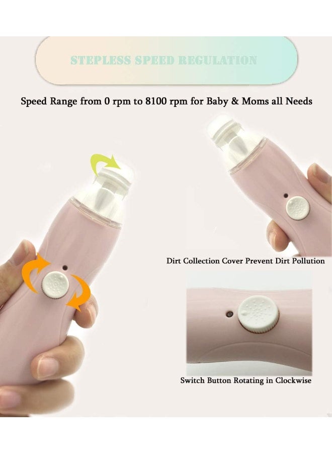 FANSIDI Rechargeable Baby Nail File, Electric Baby Nail Trimmer for Newborn Infant or Toddler Toenail and Fingernail - Girls and Boys Accessory - Extra Replacement Pads Included (Pink) - Image 3
