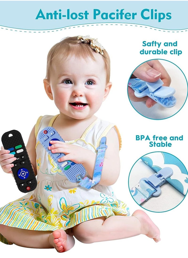 Generic - Remote control-shaped teether for babies, soft silicone teething toys with pacifier clips, safe chewable toys for babies, girls, and boys aged 6 to 12 months. - Image 1