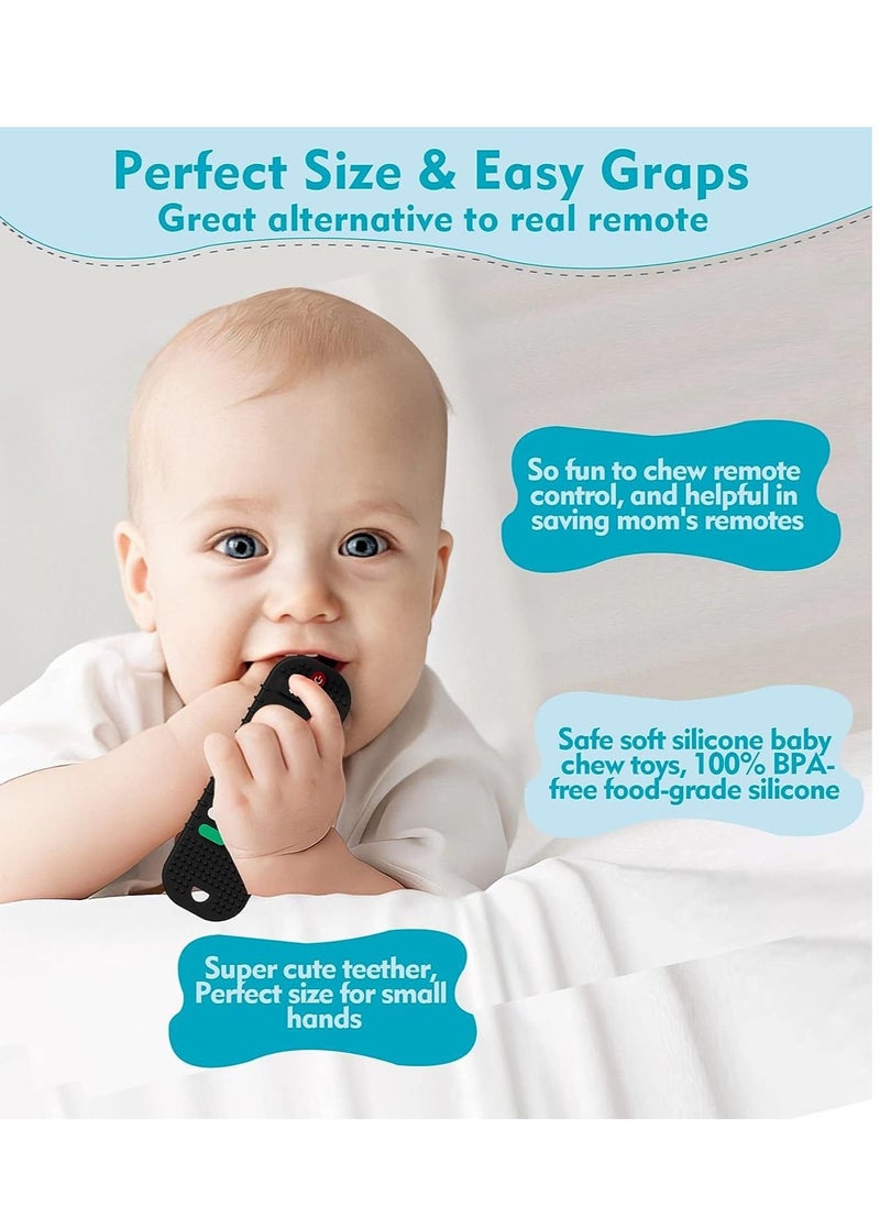 Generic - Remote control-shaped teether for babies, soft silicone teething toys with pacifier clips, safe chewable toys for babies, girls, and boys aged 6 to 12 months. - Image 1