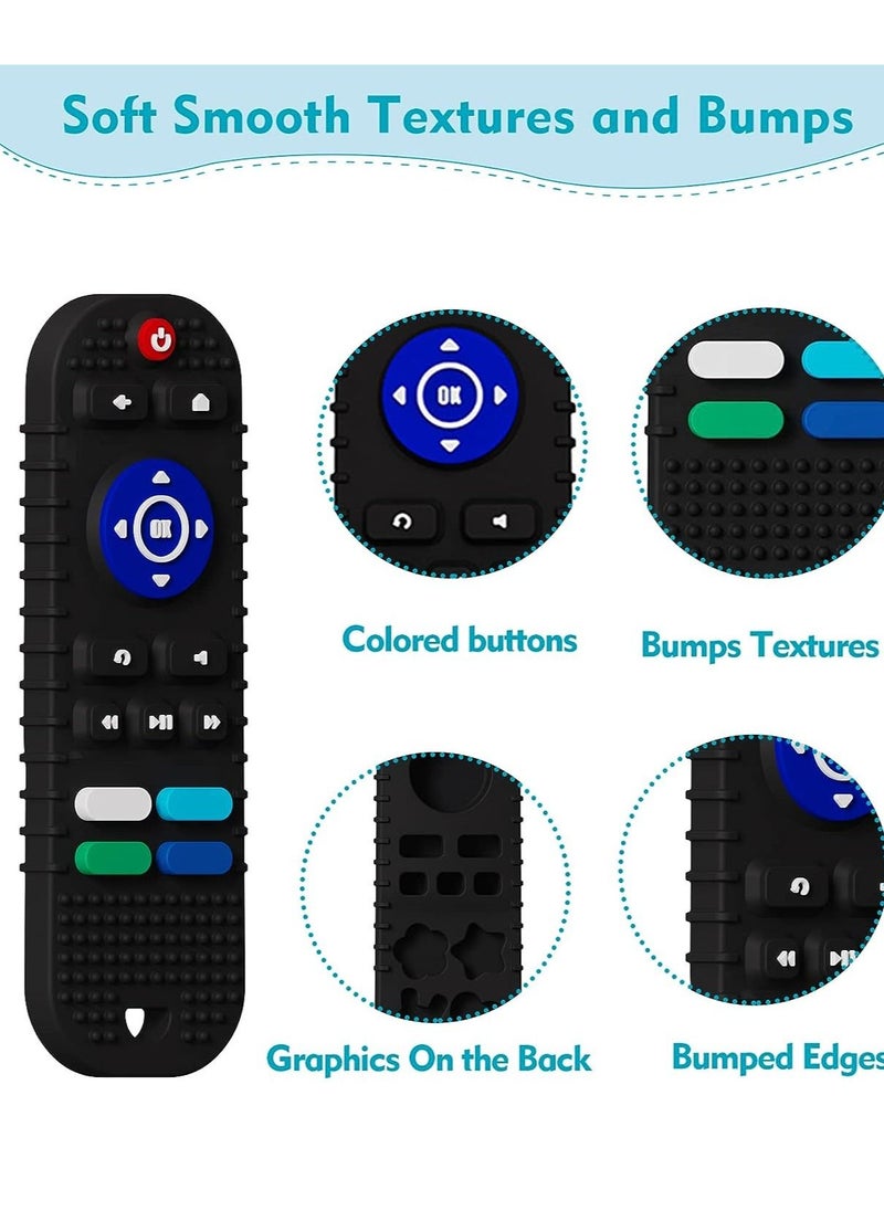 Generic - Remote control-shaped teether for babies, soft silicone teething toys with pacifier clips, safe chewable toys for babies, girls, and boys aged 6 to 12 months. - Image 1