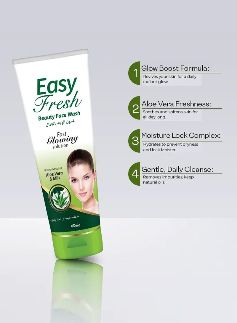 Easy Fresh Set of 3 Youthful & Radiant Glow to the Skin with Beauty Face Wash - Reduces Redness & Inflammation, Face Wash for All Skin Types 60ml - Image 4