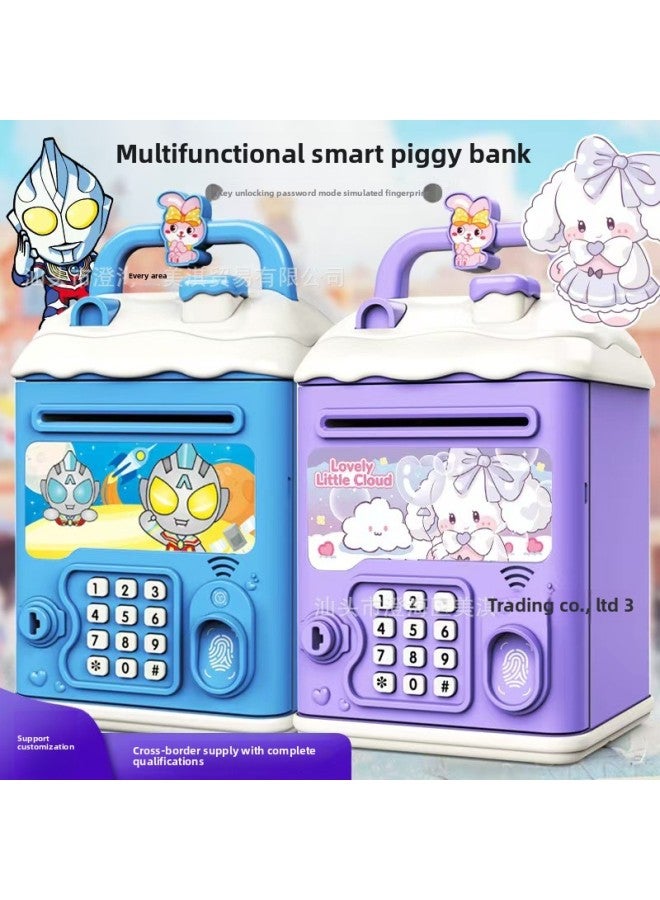 Cartoon Explosions Piggy Bank Manual Opening Creative Children's Piggy Bank Fingerprint Digital Password Key Unlock Multi-function-Color:797/pickup Battery Version {multi-function Manual Door} Free Gift Package - Image 2