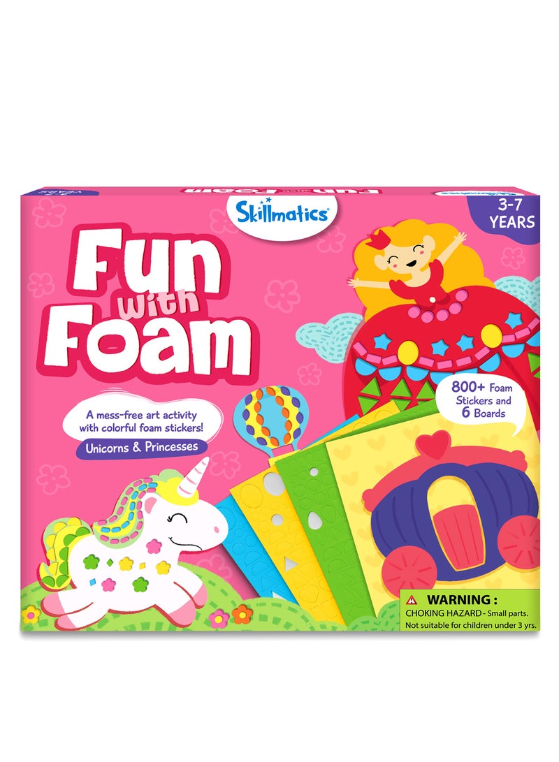 Skillmatics Fun with Foam Unicorns & Princesses, No Mess Felt Sticker Art for Kids, 3D Foam Stickers, DIY Craft Kits, Gifts for Girls & Boys Ages 3, 4, 5, 6, 7 - Image 1