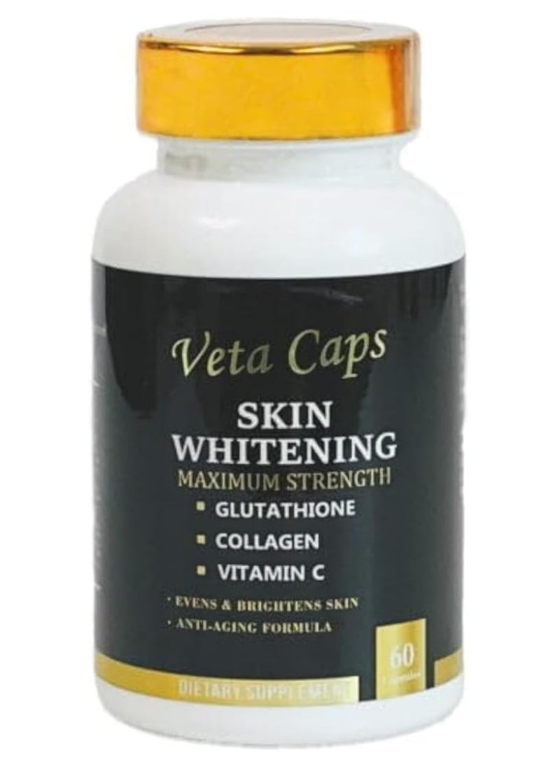 Vita Vita Caps Glutathione Skin Whitening and Toning Capsules 1500mg with Marine Collagen, for All Skin Types, Unisex 