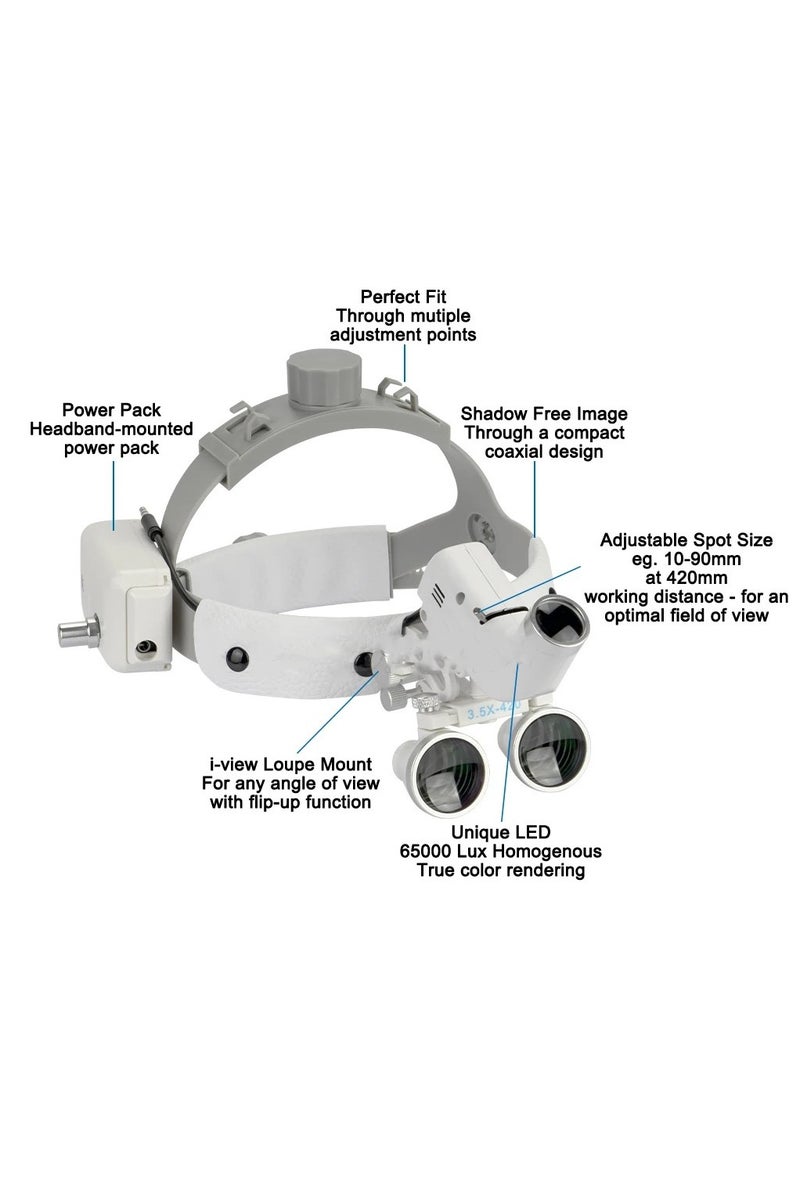 عدسة مكبرة للأسنان 2.5x 3.5x مصباح أمامي جراحي 5 واط مصباح أمامي لاسلكي مكبر للأسنان مصباح أمامي جراحي أبيض - نطاق 2.5x - Image 5