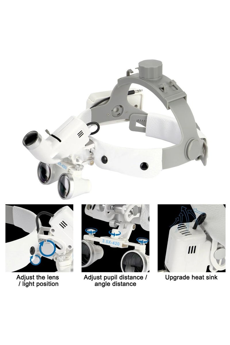 عدسة مكبرة للأسنان 2.5x 3.5x مصباح أمامي جراحي 5 واط مصباح أمامي لاسلكي مكبر للأسنان مصباح أمامي جراحي أبيض - نطاق 2.5x - Image 2