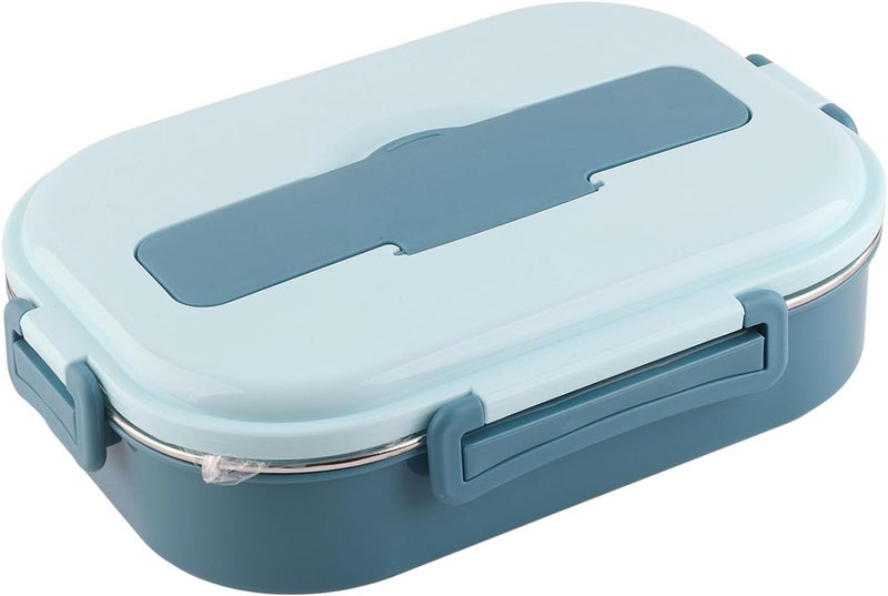 Raguso Boxs Dinnerware 4Grid Lunch Box Stainless Steel Meal Prep Containers for Canteens Office Family Food Storage Container Fourcompartment lunch box with soup bowl blue - Image 5