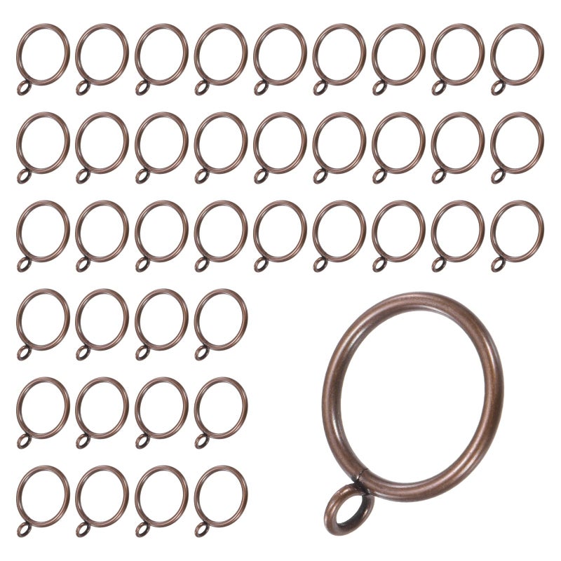 M METERXITY M METERXITY 40-Pack Red Bronze Curtain Rings with Eyelet  Rustproof Metal Rings for Curtain Rods  1.5 Inch Interior Diameter Drapery Rings for Curtain for Hanging Drapes/Hats/Towels - Image 1