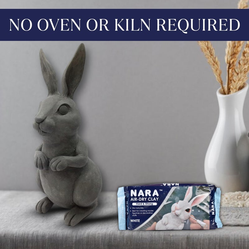 Nara طين جاف بالهواء (صلب وقوي) 500 جرام للفنون والحرف، مشاريع DIY، لا حاجة للفرن أو الفرن، جفاف سريع، مثالي للنمذجة، الطلاء، والنحت (أبيض) - Image 3