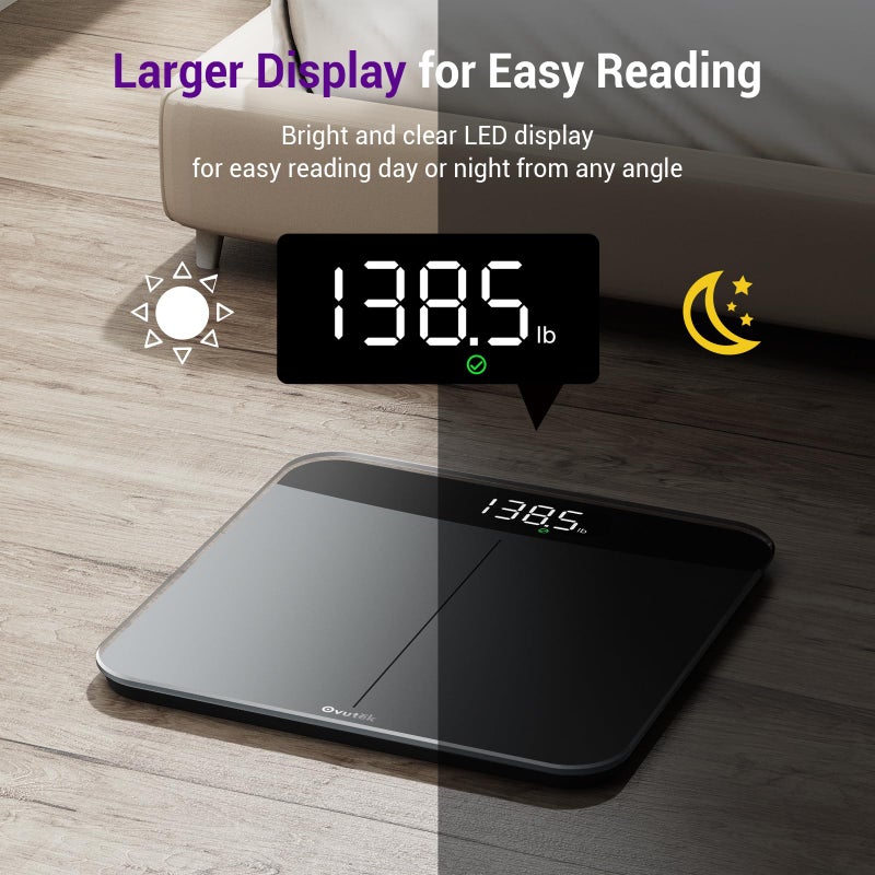 Ovutek Bathroom Scales Digital Weight, Topnotch Quality 450lb Weight Scale, Most Accurate to 0.05lb, Automatic Weighing Scale for Body Weight, Baby, Pet, Larger LED, Sturdy and Durable Base Machine - Image 3